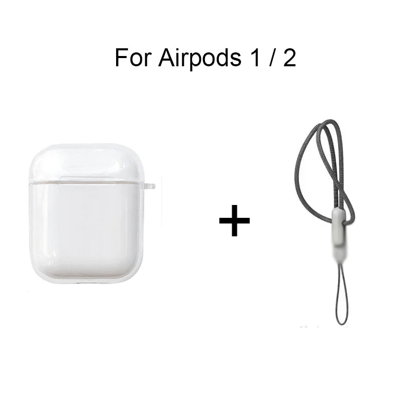 Clear TPU AirPods Case with Lanyard – Shockproof Protective Cover for AirPods