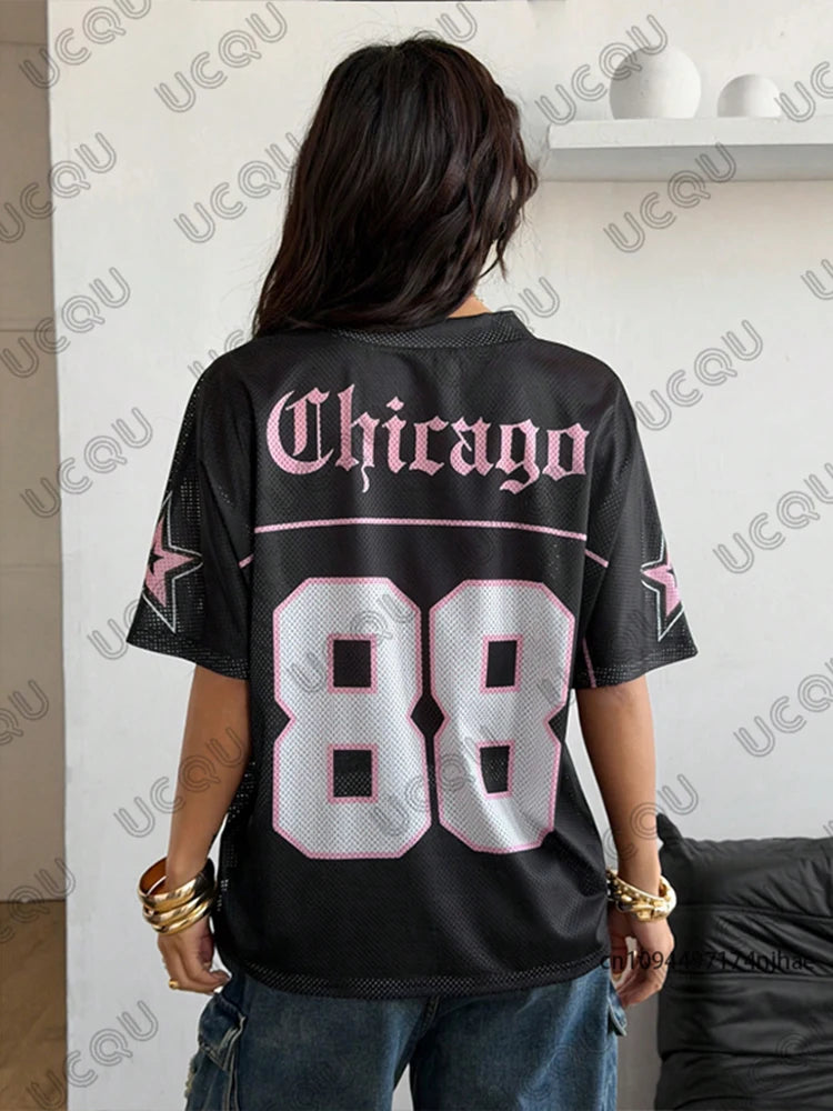 Women’s Chicago No. 88 Oversized Football Jersey T-Shirt
