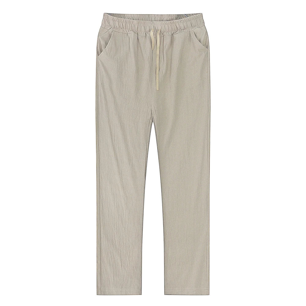 AURELLE Men's Cotton Linen Pants – Breathable Straight-Leg Casual Trousers