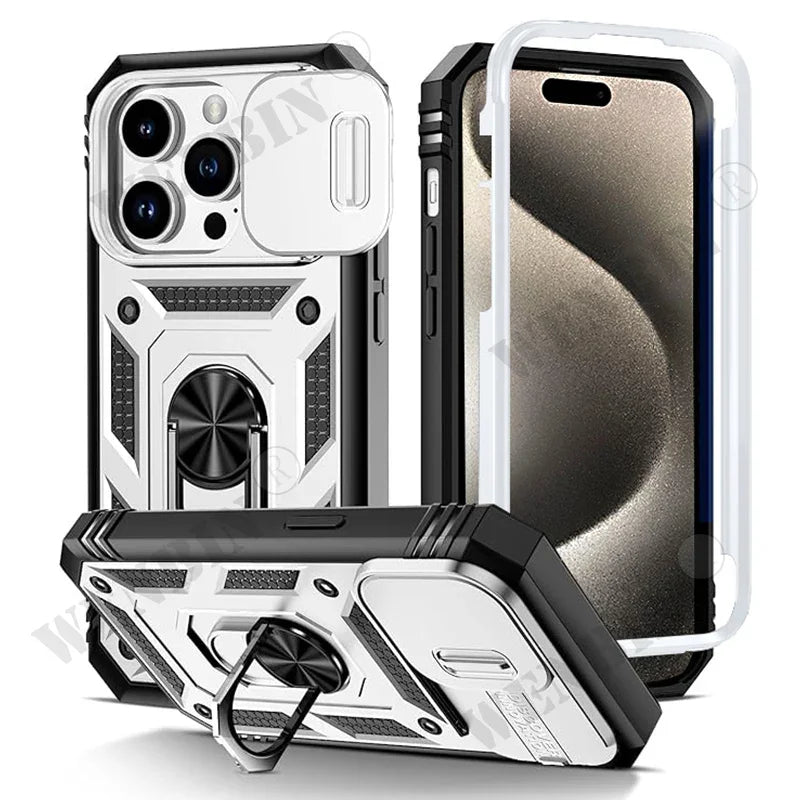 Heavy-Duty Protective Case for iPhone 7–17 Series – Full-Coverage Shock-Resistant Cover with 360° Kickstand & Camera Protection