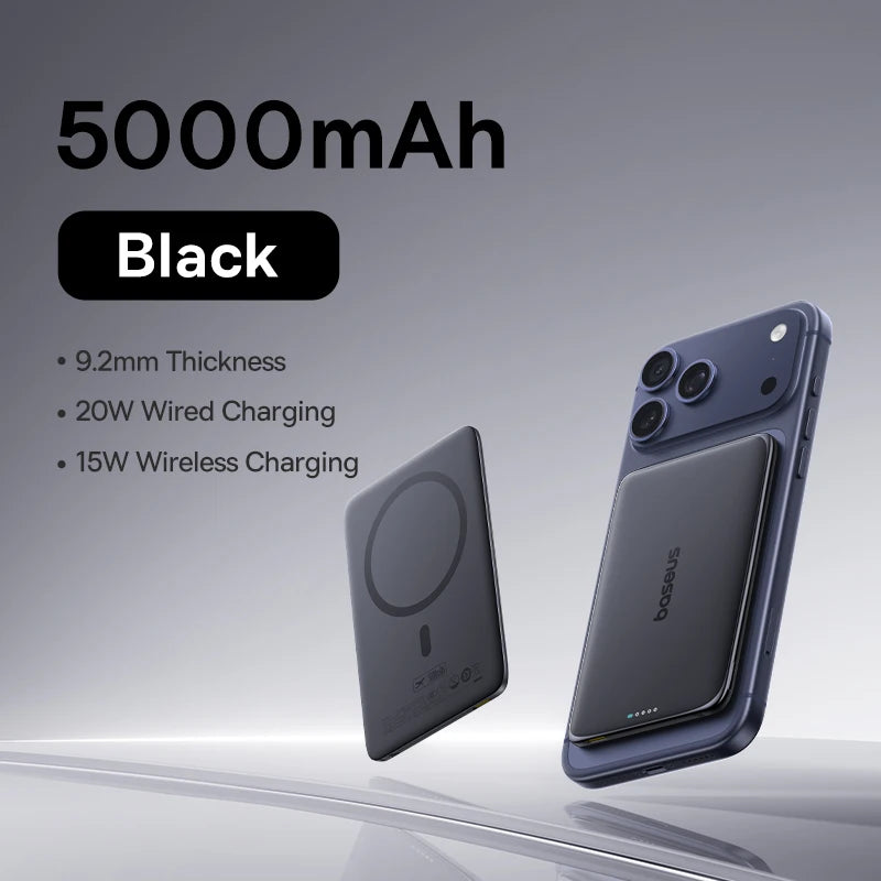 Baseus 5000mAh Magnetic Power Bank | 15W Wireless & 20W USB-C Fast Charging