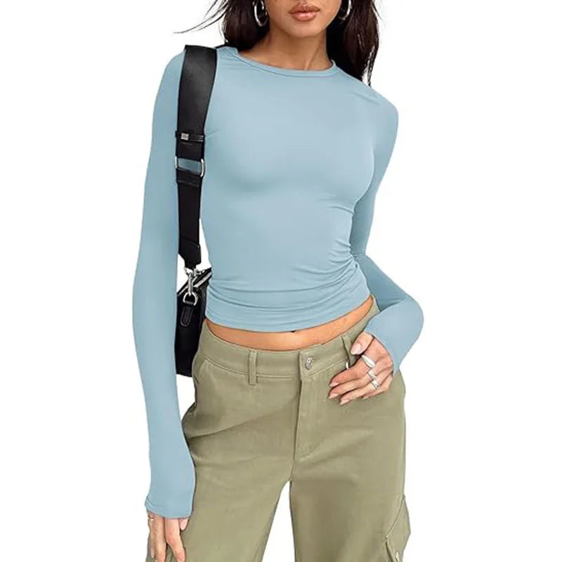 Women’s Long Sleeve Slim Fit Crew Neck Top