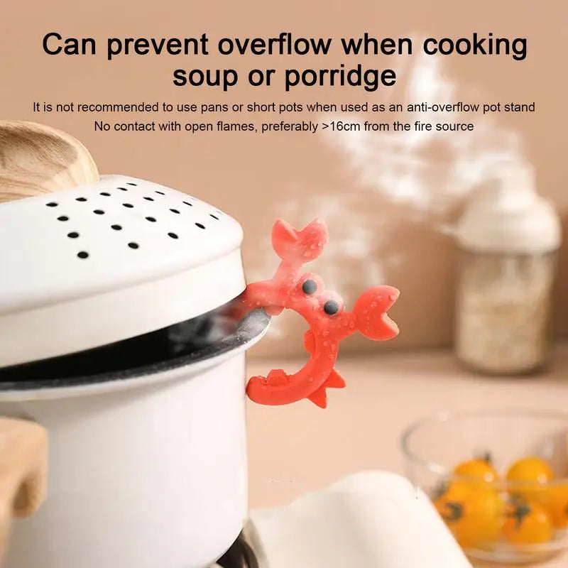 Silicone Crab Utensil Rest – Clip-On Spoon & Spatula Holder for Pots and Countertops