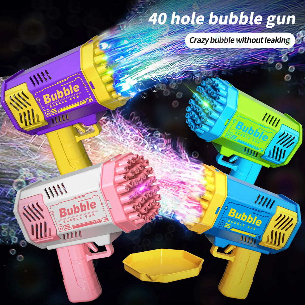 40-Hole Automatic Bubble Machine with LED Lights – Outdoor Bubble Blower for Kids