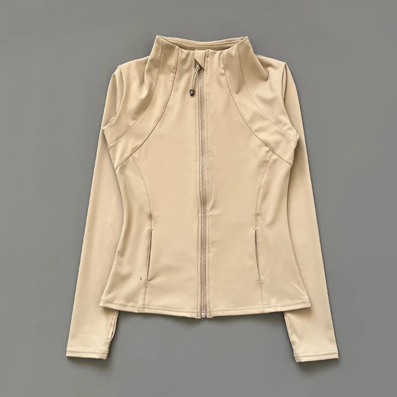 Women's Quick-Dry Zip-Up Fitness Jacket – Long Sleeve Sports Top