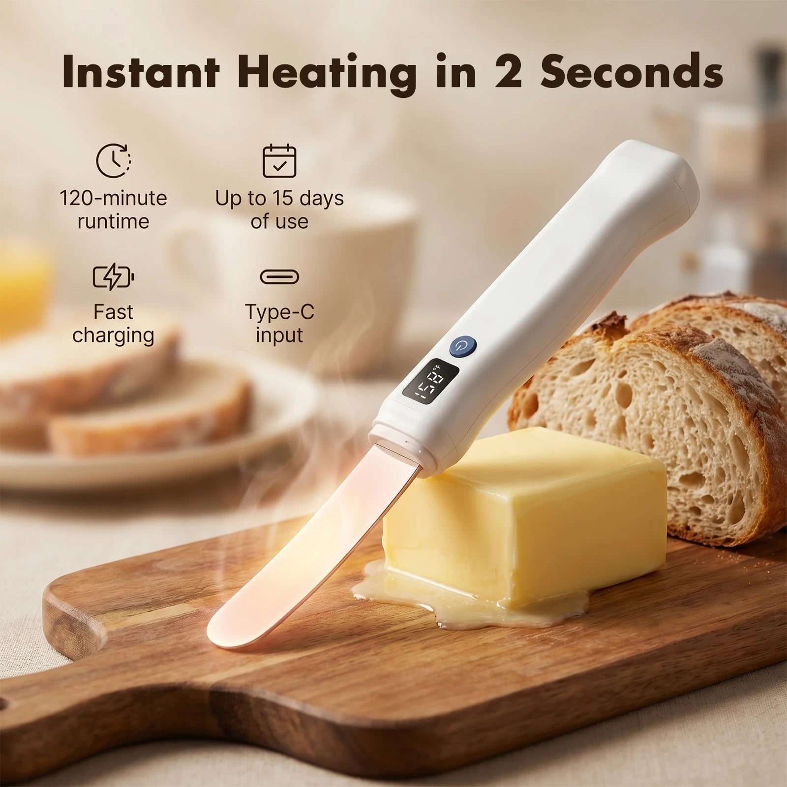 USB Rechargeable Heated Butter Knife – Electric Butter Spreader