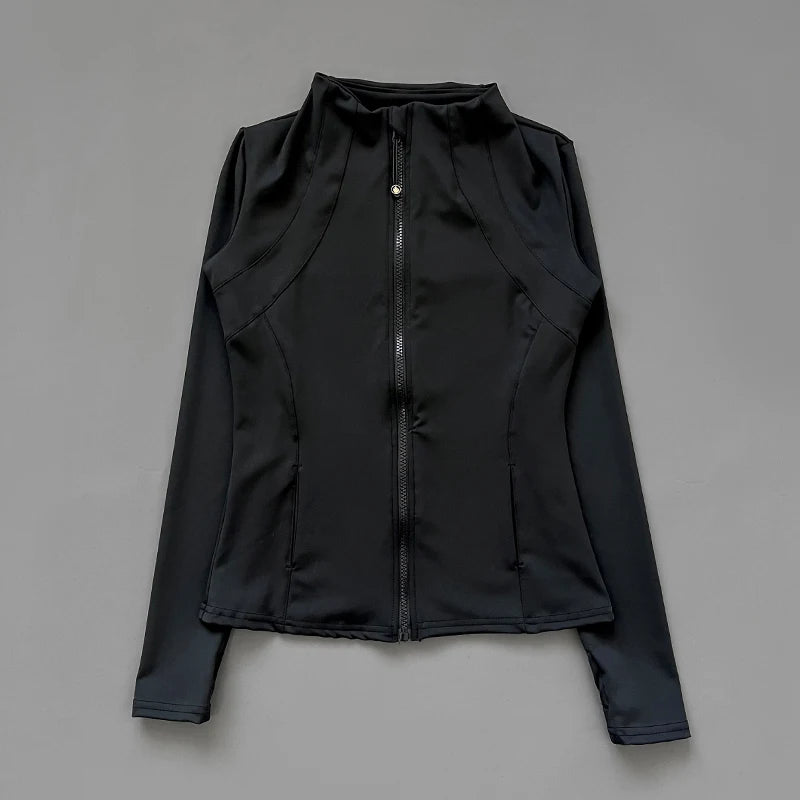Women's Quick-Dry Zip-Up Fitness Jacket – Long Sleeve Sports Top