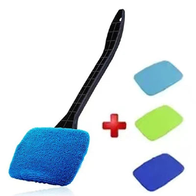Car Windshield & Window Cleaning Brush Kit – Long-Handle Interior Glass Cleaner