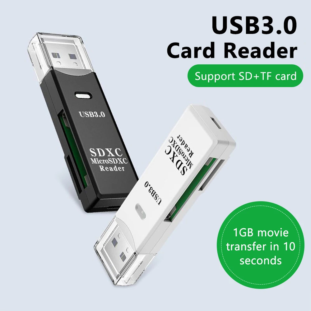2-in-1 USB 3.0 SD & microSD Card Reader – High-Speed Memory Card Adapter