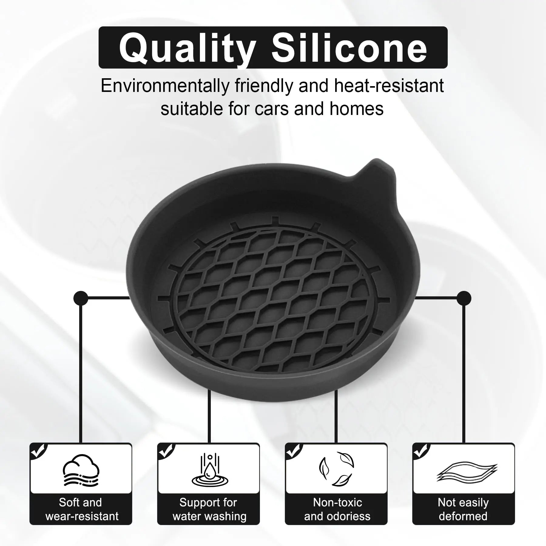 2/4-Pack Silicone Car Cup Holder Coasters – Universal Non-Slip Cup Holder Inserts