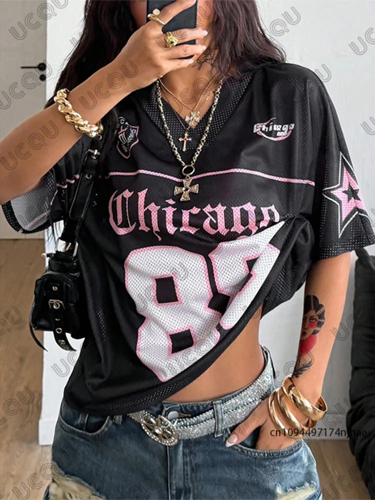 Women’s Chicago No. 88 Oversized Football Jersey T-Shirt