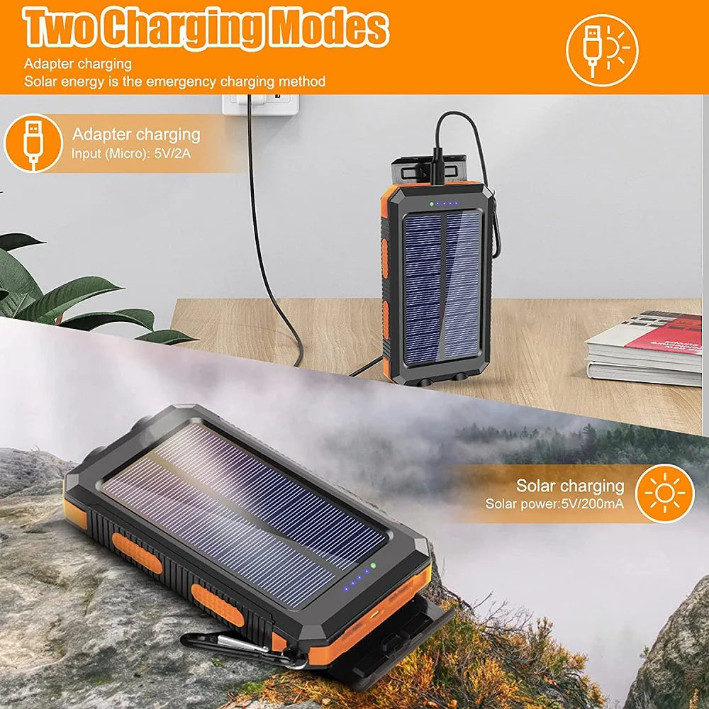 80000mAh Solar Power Bank | Portable Fast Charger with LED Flashlight & Dual USB
