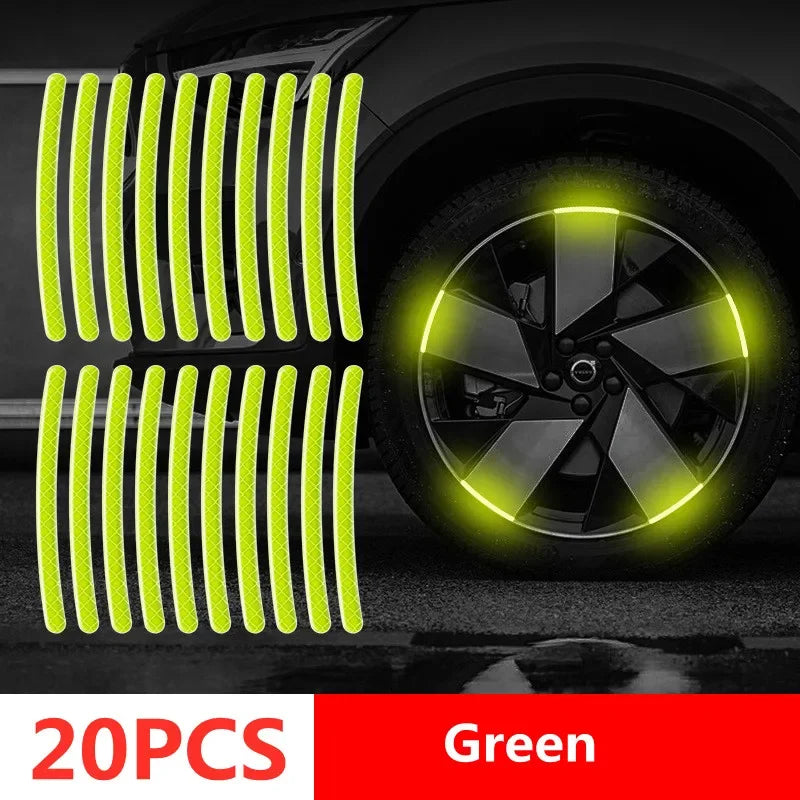 20/40-Piece Reflective Wheel Rim Strips – Colorful Car & Motorcycle Hub Decals
