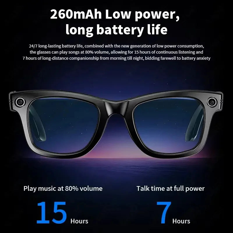 AI Smart Bluetooth Glasses with HD Camera &amp; Voice Assistant