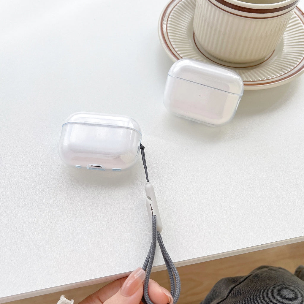 Clear TPU AirPods Case with Lanyard – Shockproof Protective Cover for AirPods