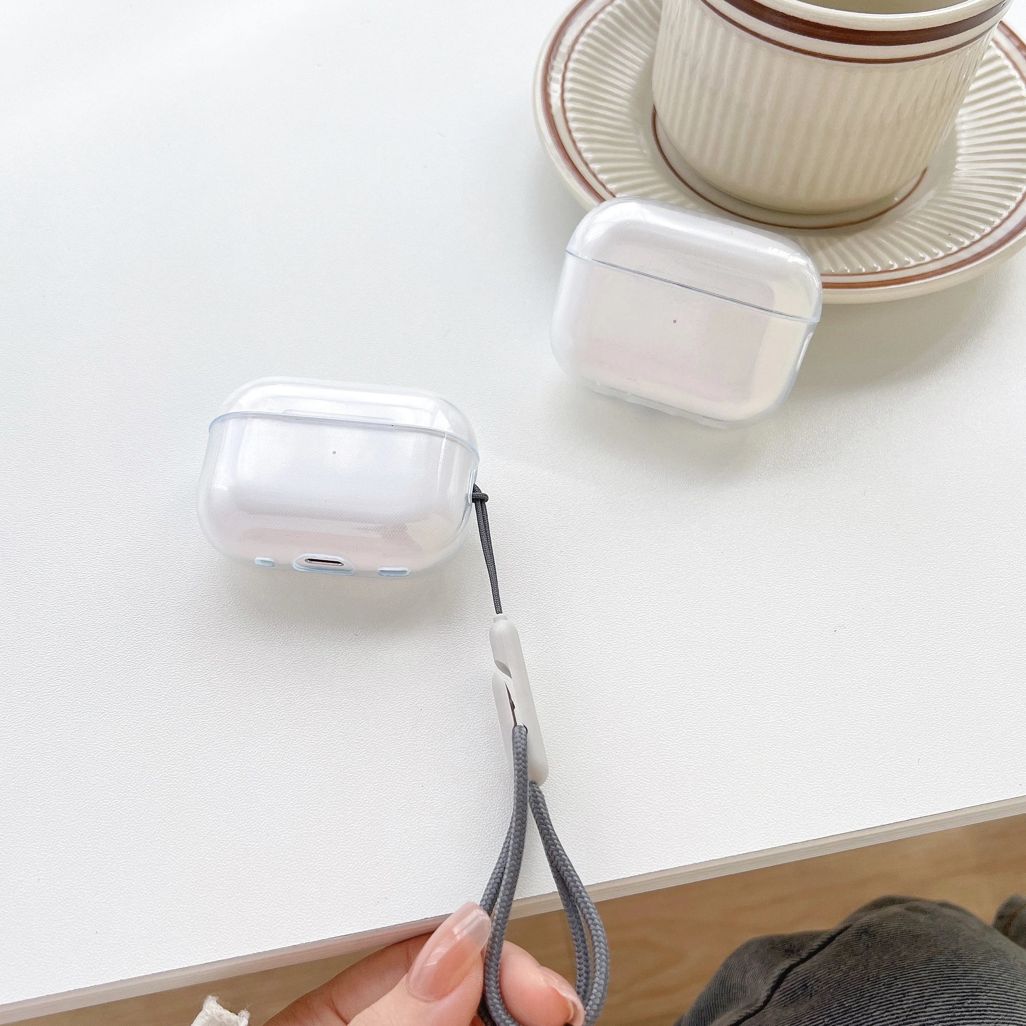 Clear TPU AirPods Case with Lanyard – Shockproof Protective Cover for AirPods