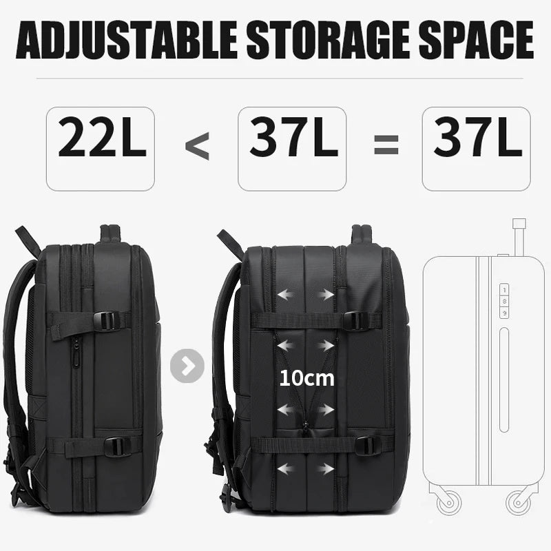 BANGE Expandable Business Travel Backpack – Waterproof 17.3" Laptop Backpack with USB Port
