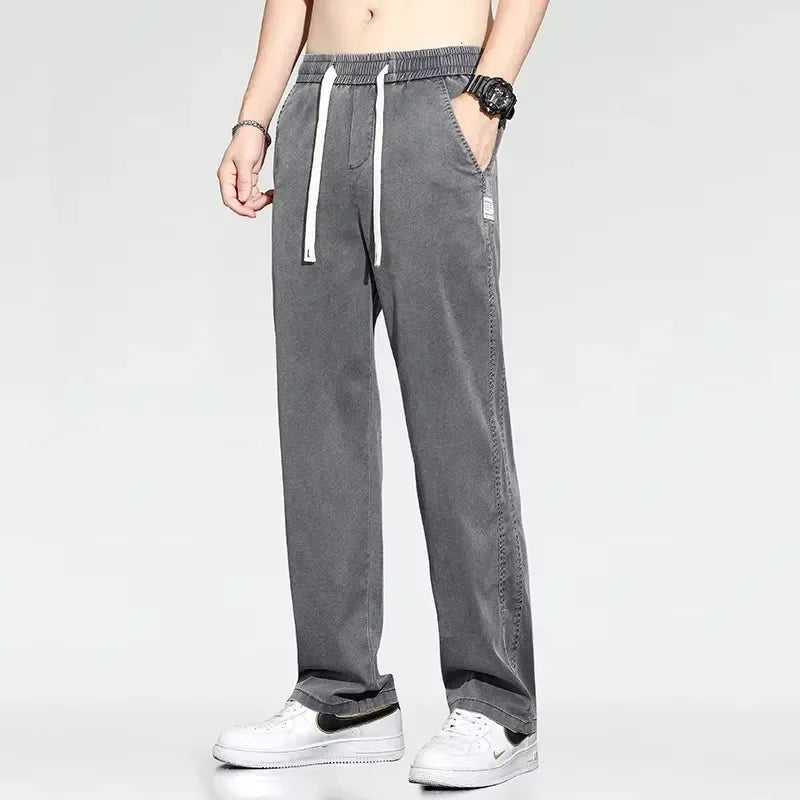 Men’s Lyocell Drawstring Jeans – Lightweight Straight-Leg Casual Pants