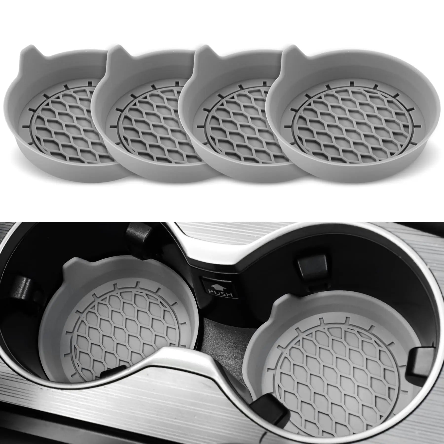 2/4-Pack Silicone Car Cup Holder Coasters – Universal Non-Slip Cup Holder Inserts