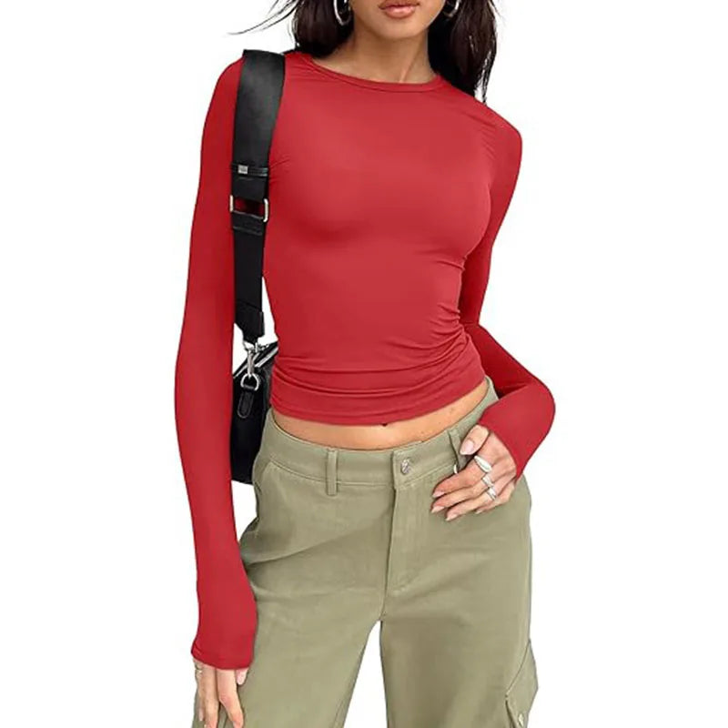 Women’s Long Sleeve Slim Fit Crew Neck Top