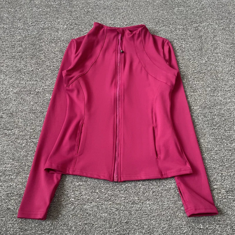 Women's Quick-Dry Zip-Up Fitness Jacket – Long Sleeve Sports Top