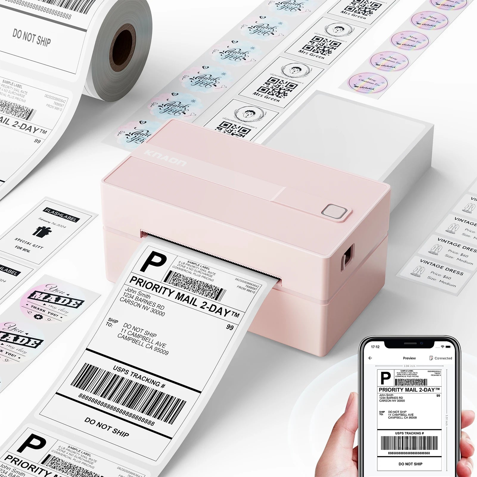 Thermal 4×6 Bluetooth Shipping Label Printer