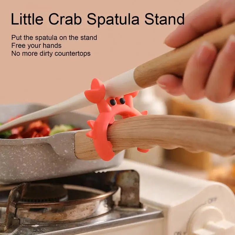 Silicone Crab Utensil Rest – Clip-On Spoon & Spatula Holder for Pots and Countertops