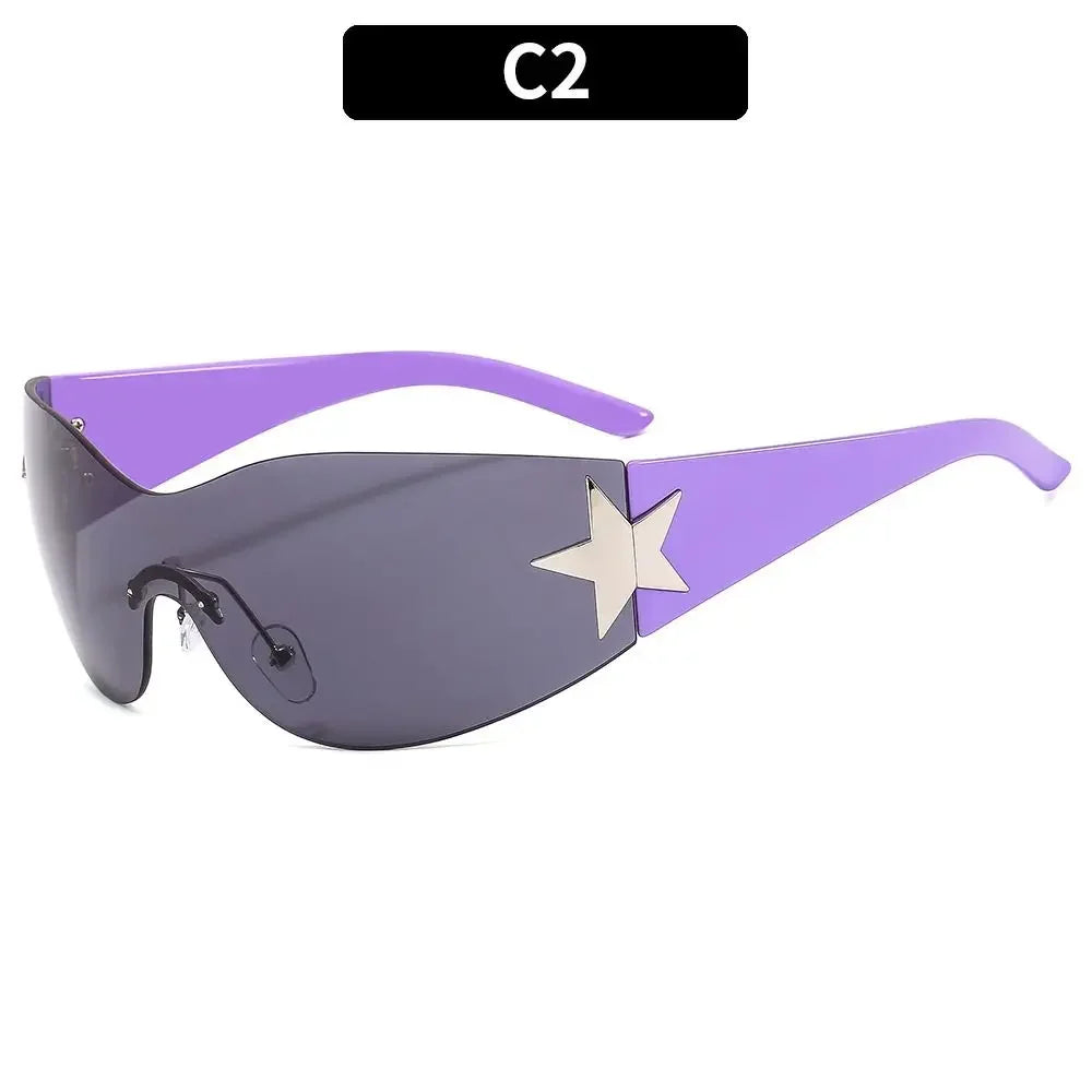 Y2K Rimless Wraparound Sunglasses – UV400 Shield Eyewear for Women & Men