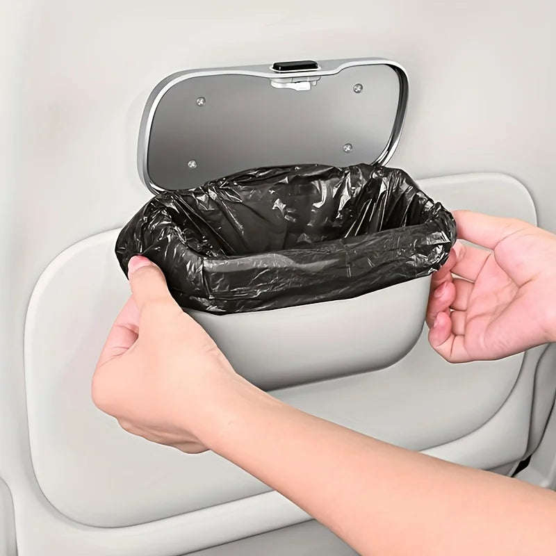 Multifunctional Car Trash Can with Lid – Hanging Interior Storage Bin
