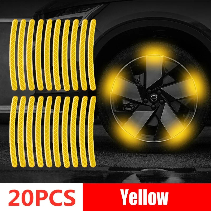 20/40-Piece Reflective Wheel Rim Strips – Colorful Car & Motorcycle Hub Decals