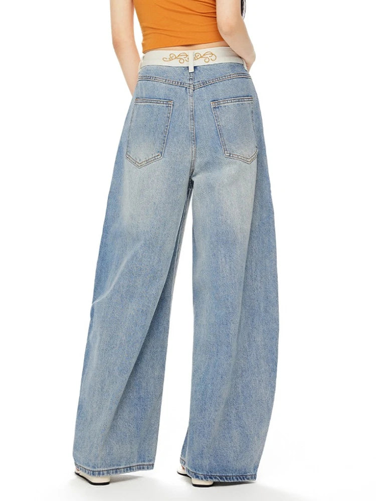 Women's High-Waisted Barrel Leg Jeans – Relaxed Wide Leg Denim Pants