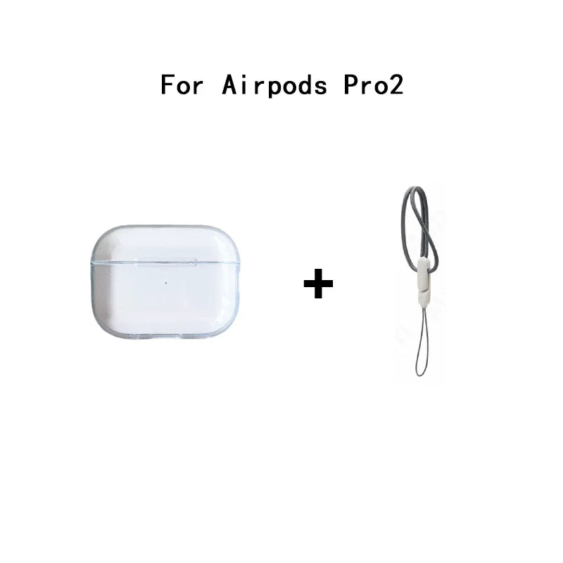 Clear TPU AirPods Case with Lanyard – Shockproof Protective Cover for AirPods