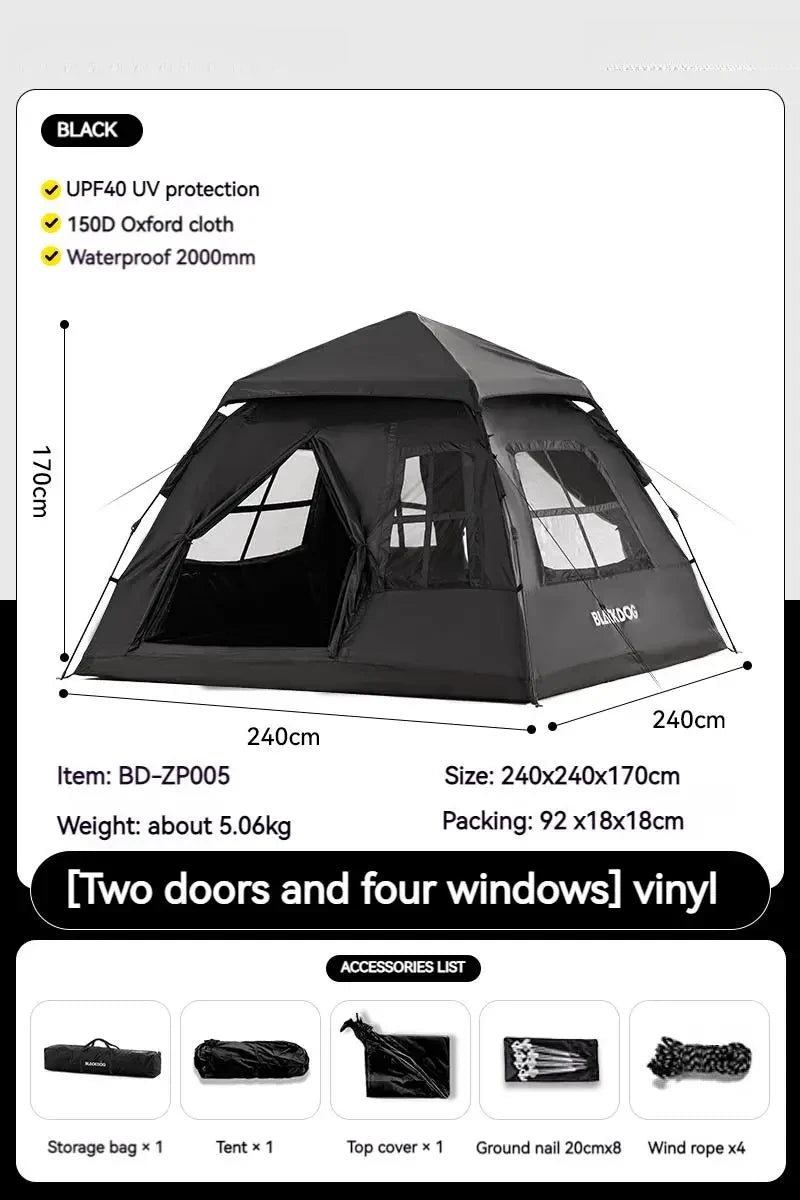 Outdoor Vinyl Tent Cmping Portable Equipment Camping Thick sun Protection And Rainstorm Automatic Quick Opening Tent.