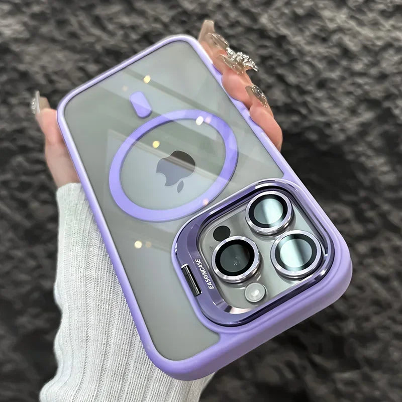 Luxury Magnetic Shockproof Case for iPhone 11–16 Series – Clear Tempered Glass Back Cover with Camera & Lens Protection