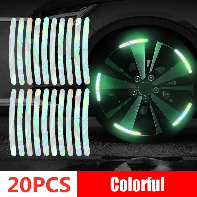 20/40-Piece Reflective Wheel Rim Strips – Colorful Car & Motorcycle Hub Decals
