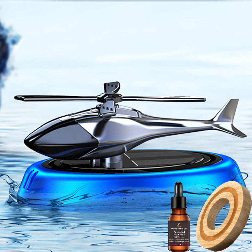 Solar-Powered Rotating Helicopter Car Air Freshener with Aromatherapy Diffuser