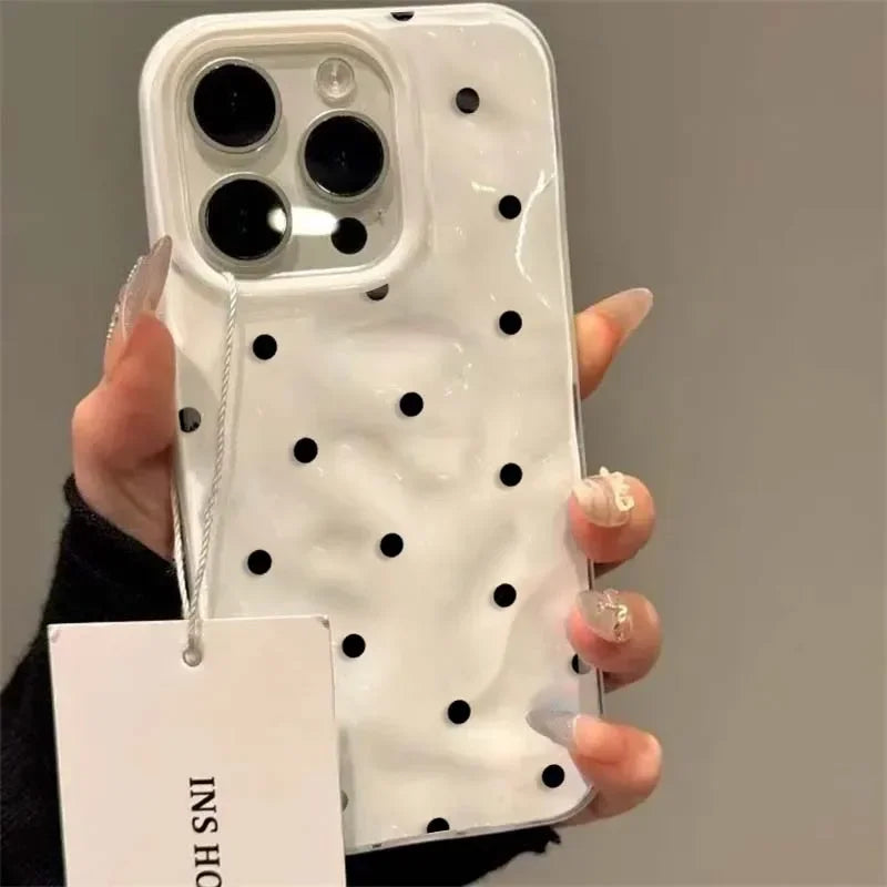 Polka Dot Silicone Phone Case – Shockproof Protective Cover for iPhone