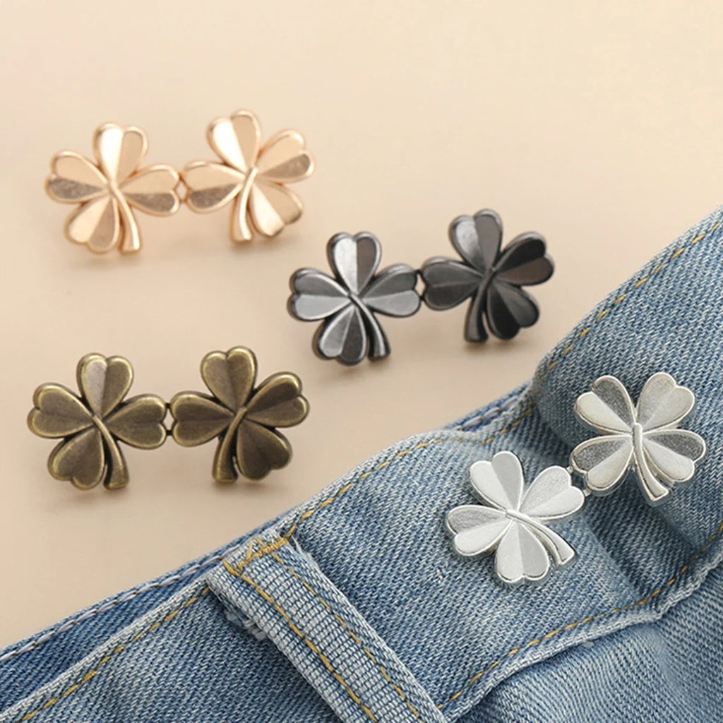Adjustable Jeans Waist Button Tighteners – 1 Pair No-Sew Waist Adjuster Clips