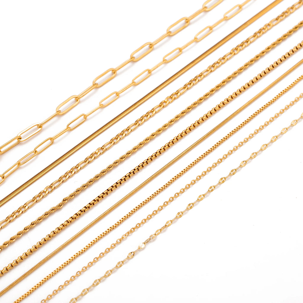 5-Piece 18K Gold PVD Stainless Steel Chain Necklace Set