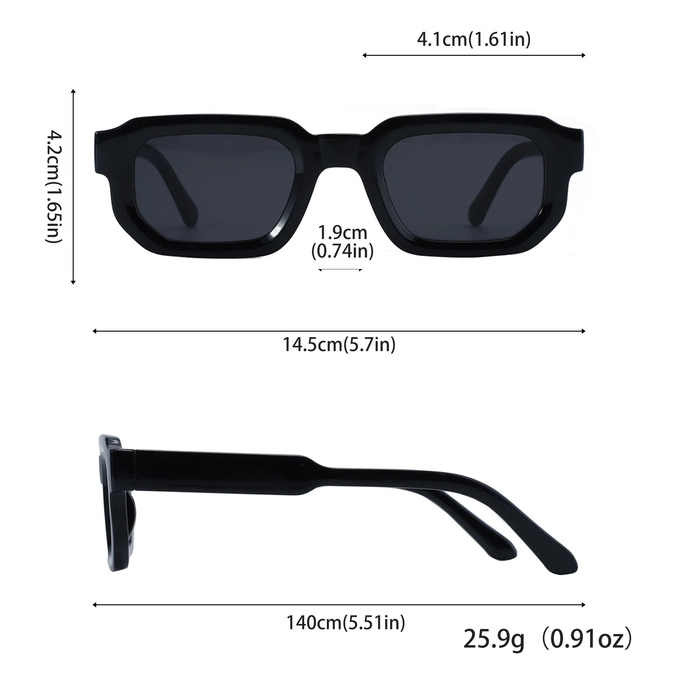 6-Piece Retro Rectangle Sunglasses Set – Lightweight Fashion Eyewear for Women & Men