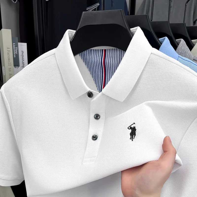 AURELLE Men's 100% Cotton Embroidered Polo Shirt – Classic Casual Style