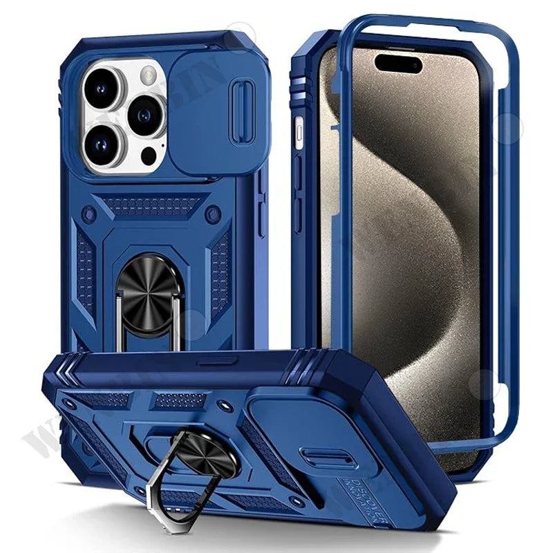 Heavy-Duty Protective Case for iPhone 7–17 Series – Full-Coverage Shock-Resistant Cover with 360° Kickstand & Camera Protection