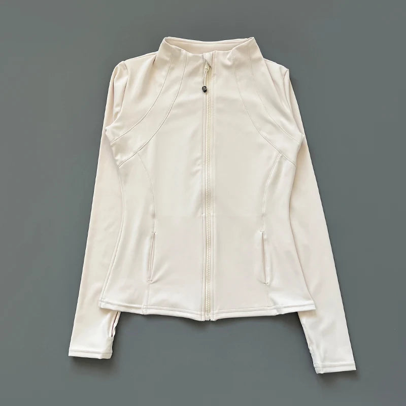 Women's Quick-Dry Zip-Up Fitness Jacket – Long Sleeve Sports Top