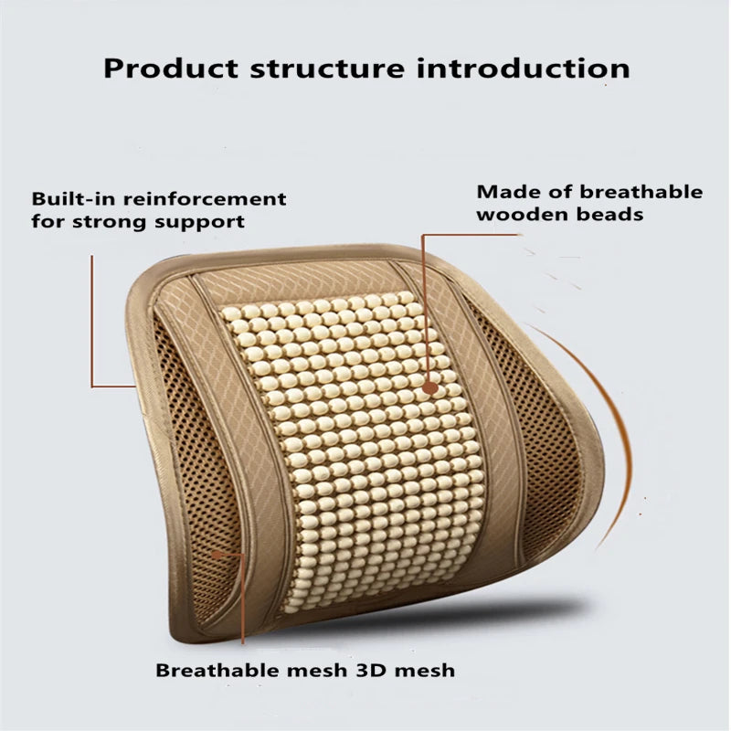 Wooden Bead Car Seat Cushion – Breathable Summer Seat Cover for Cars & SUVs