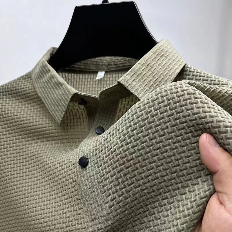 AURELLE Men's Business Casual Polo Shirt – Breathable Stretch Fabric