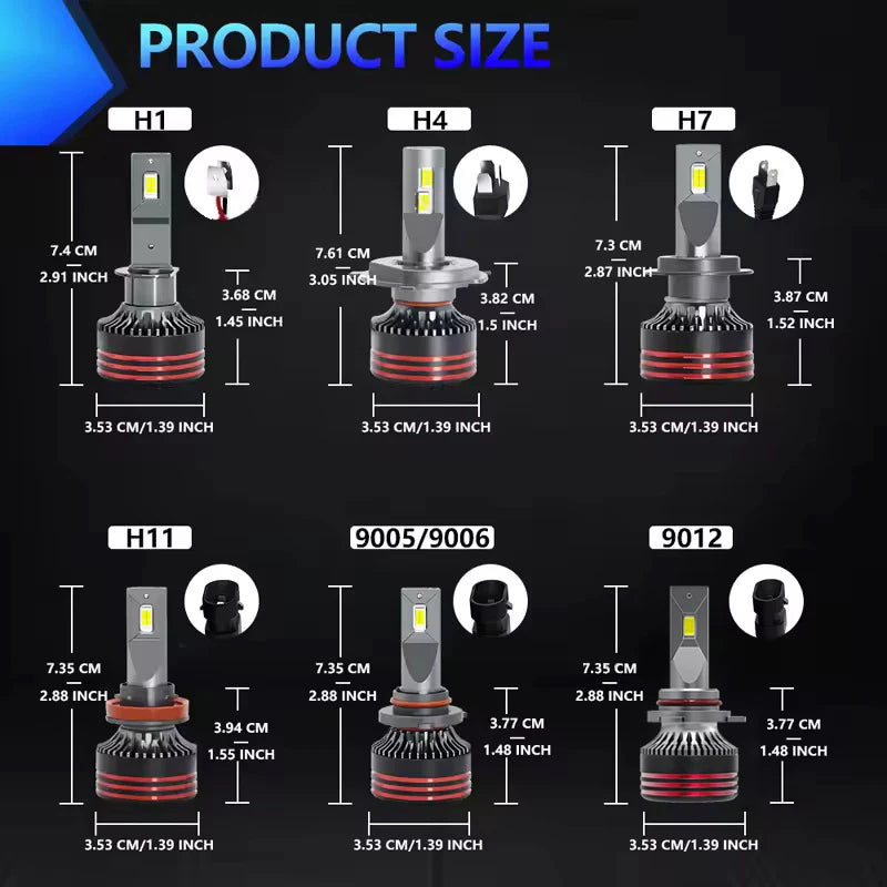 Heyword 2800W 6000000LM PLUS H7 H11 H1 H4 Led Headlight Bulb 6000K LED HB3 HB4 Double Copper Tube Led Light Kit for Car 12V 2PCS