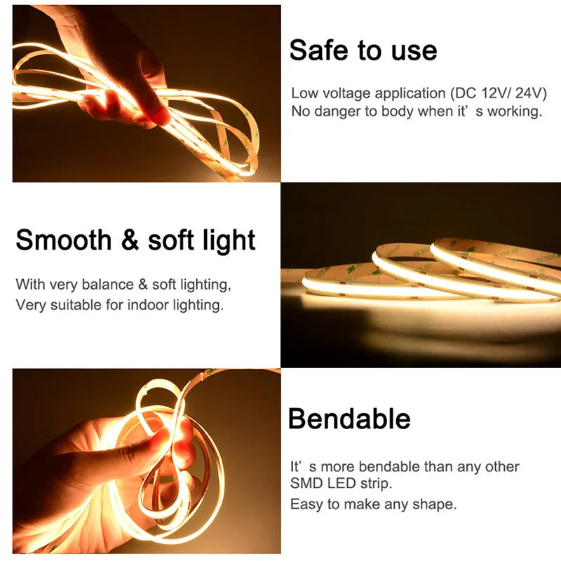 COB LED Strip Lights – High Density Dimmable Light Strip (16.4 ft)