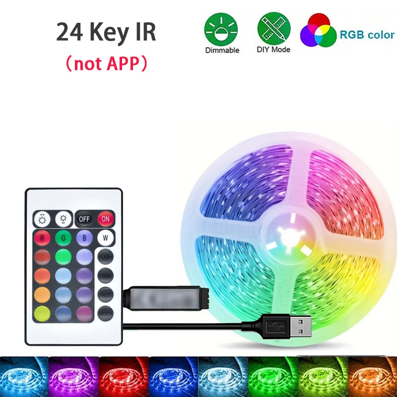 RGB LED Strip Lights with App & Remote Control | USB Color-Changing Room Lights (1M–40M)