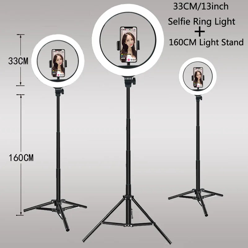 AURELLE LED Ring Light with Tripod Stand – 26/33cm USB Selfie & Photography Light