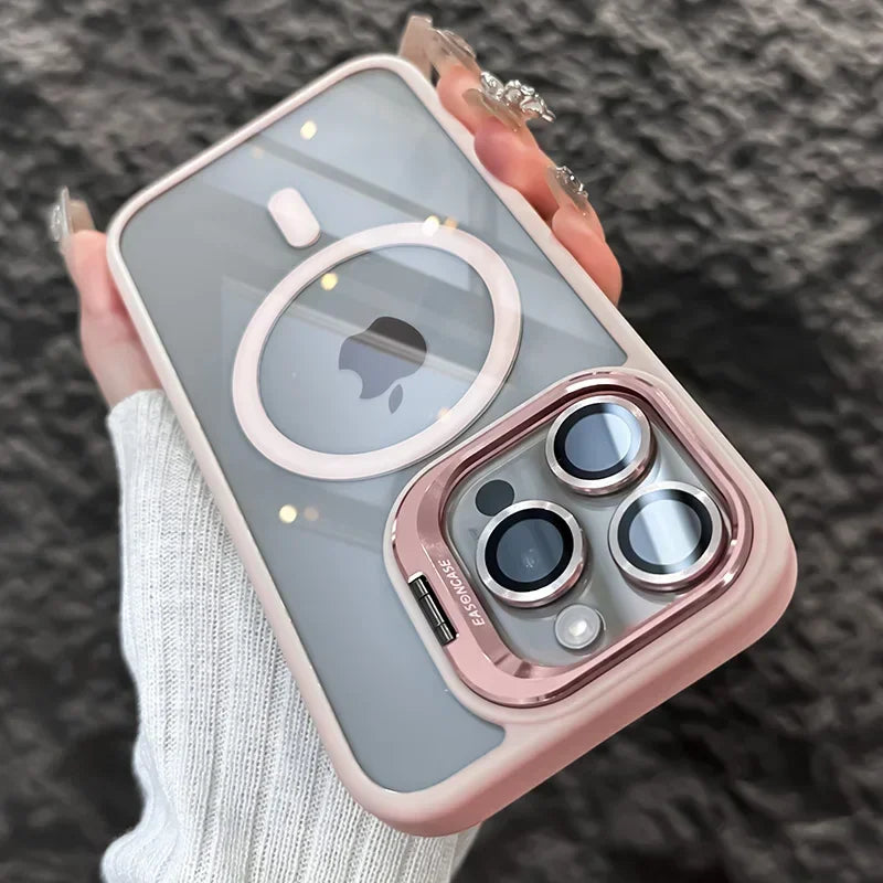 Luxury Magnetic Shockproof Case for iPhone 11–16 Series – Clear Tempered Glass Back Cover with Camera & Lens Protection